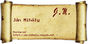 Ján Mihály névjegykártya